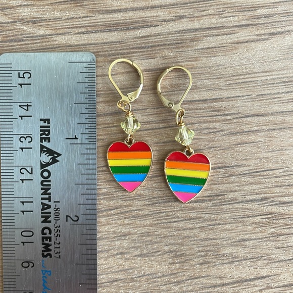 HAND CRAFTED PRIDE EARRINGS Pink Blue Mint Green Yellow Orange Red - Picture 3 of 11